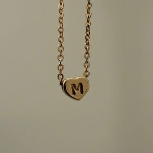 Gold Heart Initial Necklace